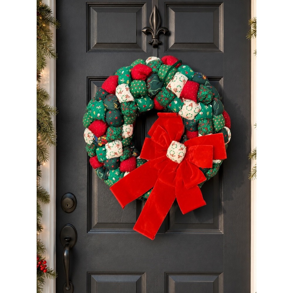 17" Patchwork Christmas Wreath